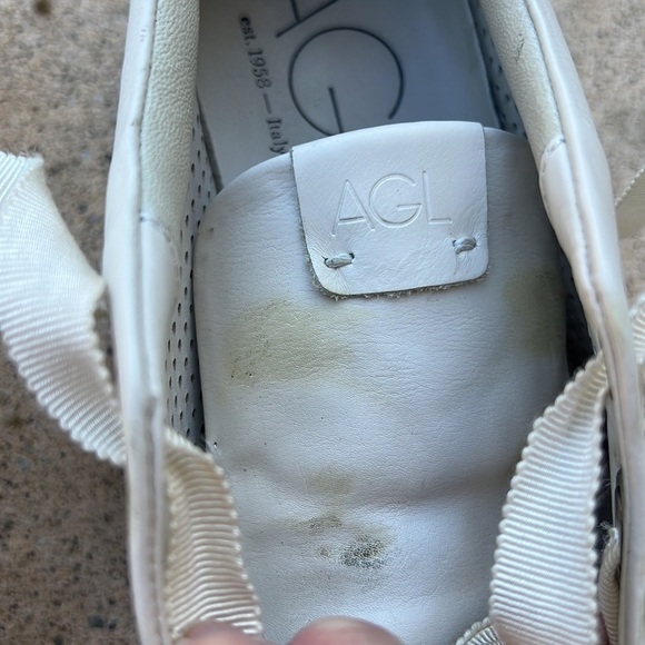 AGL Perforated Off White Platform Large Laces Sneakers Women\'s Size 39/ 8-8.5